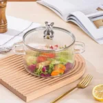 1.8L Borosilicate Glass Casserole With Handle Bowl onemall.lk