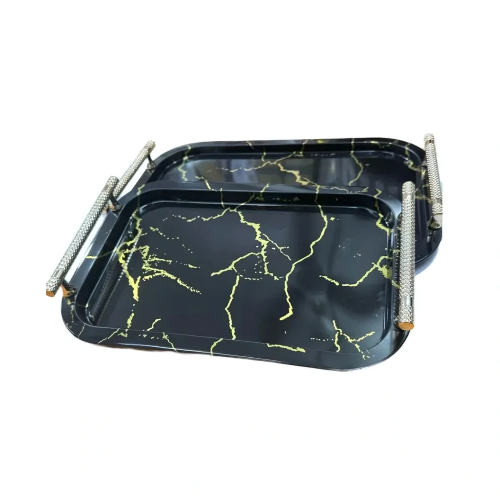 2pcs Metal Tray Set Hobby Lobby Plates Fancy Steel Trey Set onemall