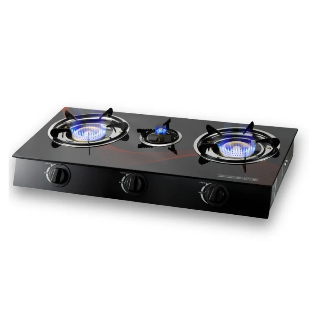 3 Burner Glass Top Gas Cooker Full Body onemall.lk