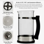 600ml French Press Pot Coffee Maker Silver3 - Onemall.lk