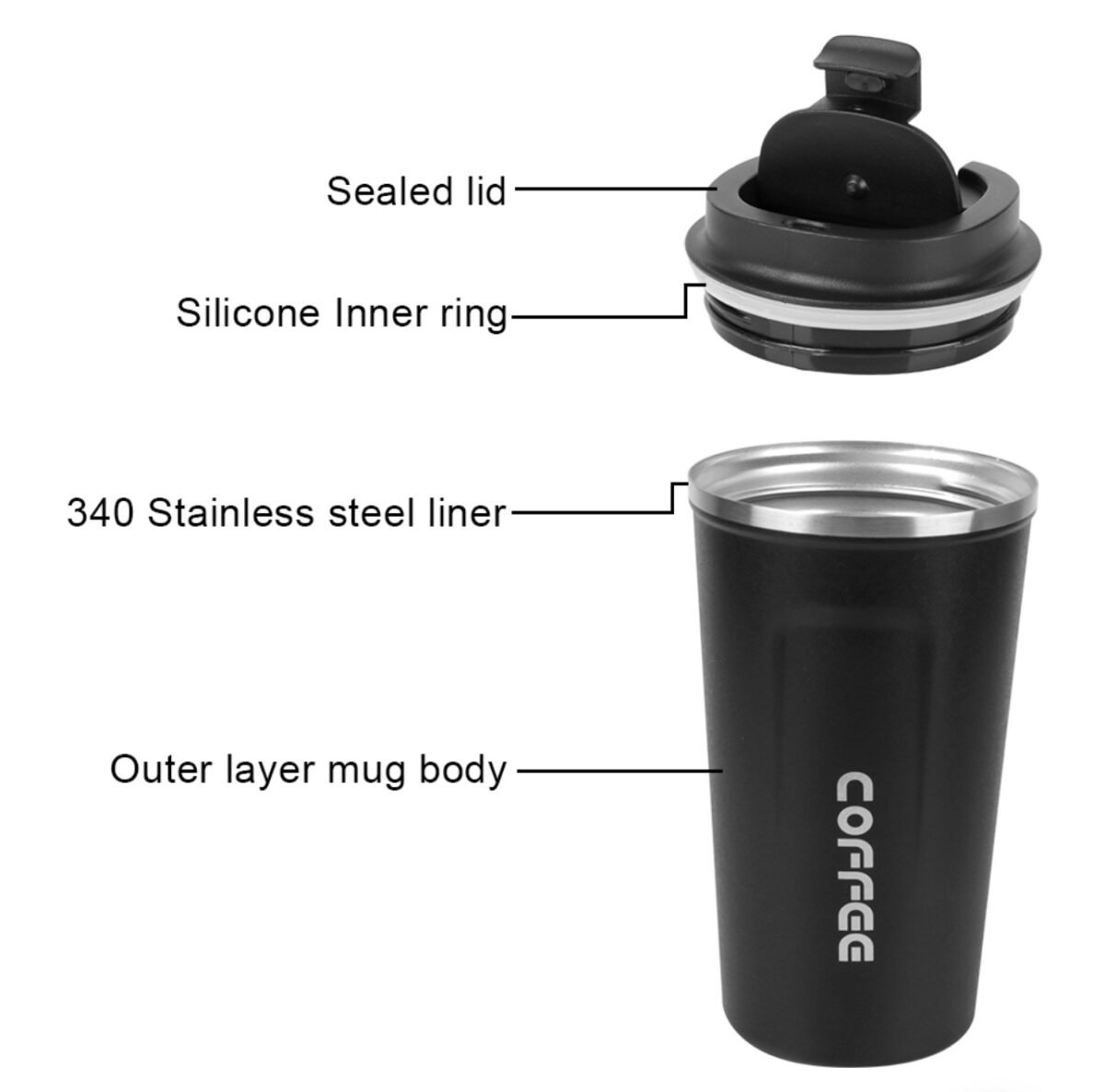 500ml Vacuum insulated Steel Coffee Cup OneMall.lk