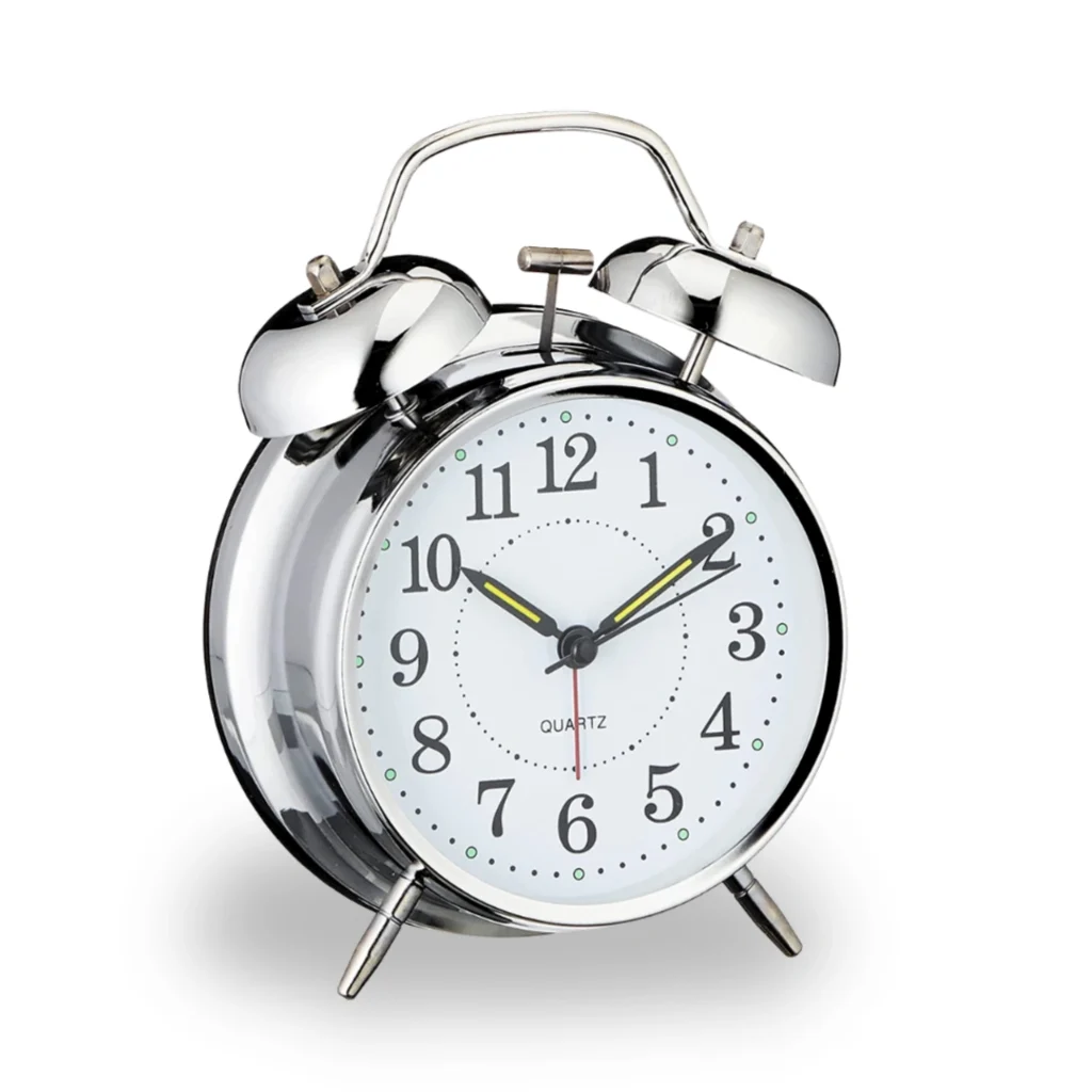 Table Alarm Clock Silver Vintage Look Twin Bell onemall.lk