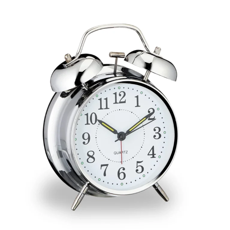 Table Alarm Clock Silver Vintage Look Twin Bell onemall.lk
