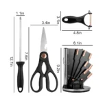 9pcs Kitchen Knife with Stand Black onemall.lk