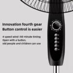 SAIKON SKFS1566 Stand Fan 5 Blade Black Body With Timmer onemall.lk