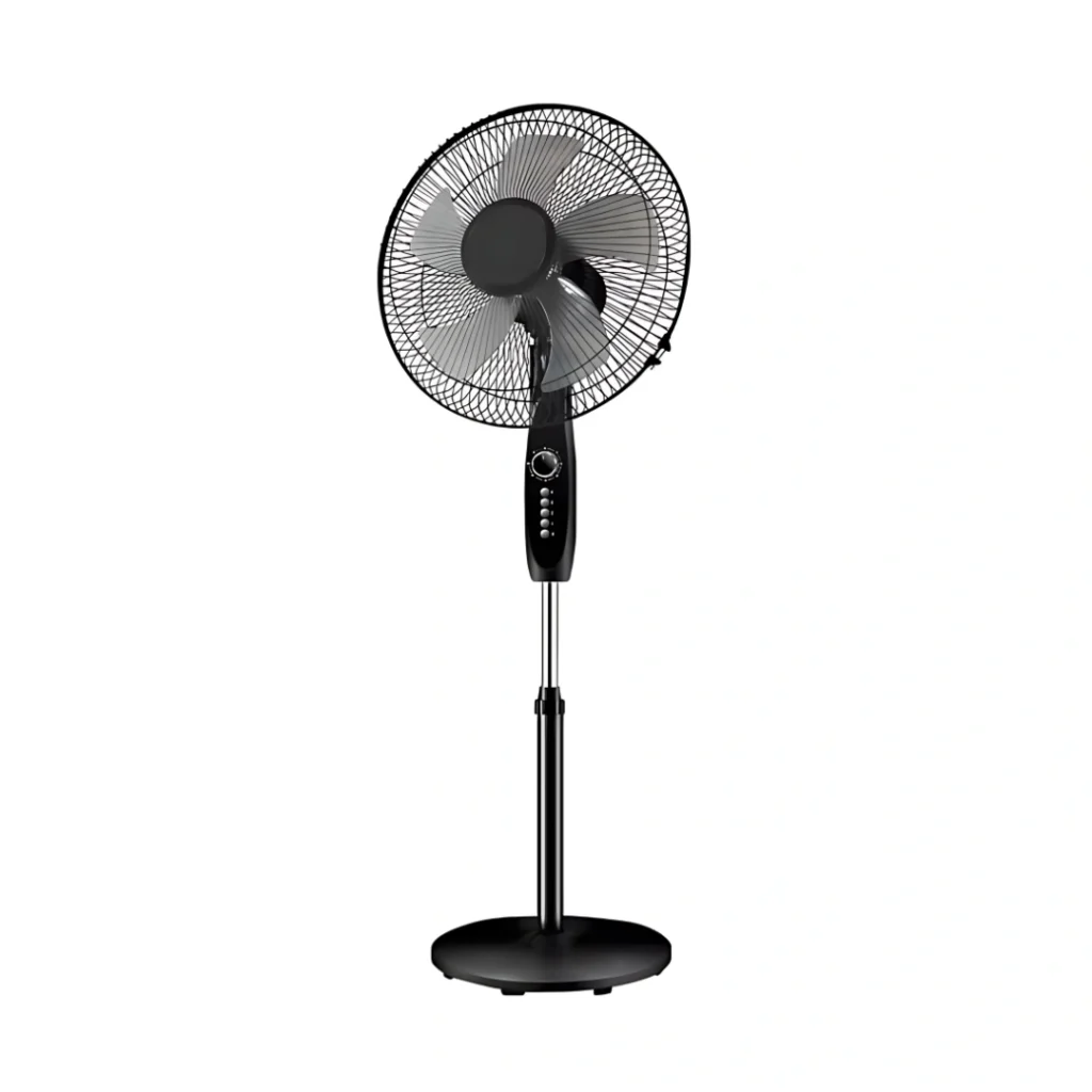 SAIKON SKFS1566 Stand Fan 5 Blade Black Body With Timmer onemall.lk