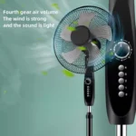 SAIKON SKFS1566 Stand Fan 5 Blade Black Body With Timmer onemall.lk