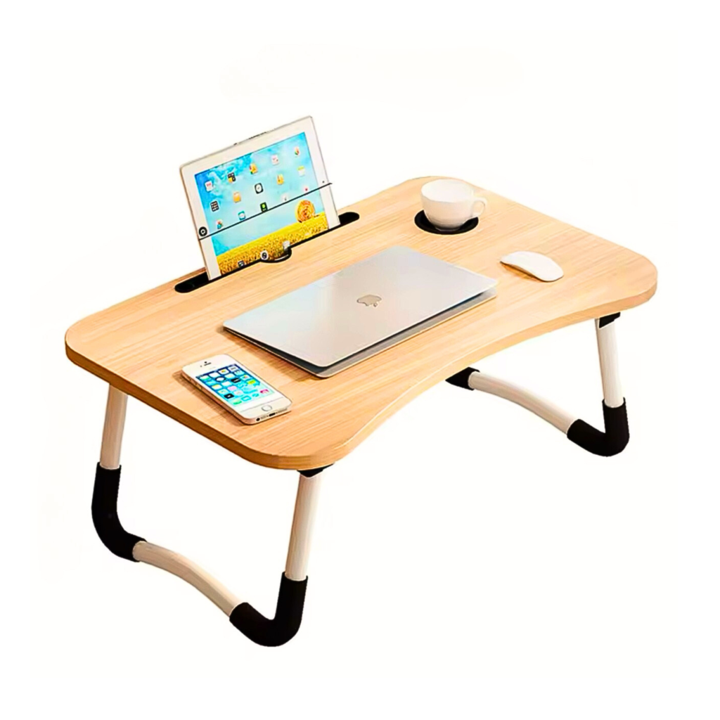 Folding Laptop Desk for Bed Sofa Laptop Bed Tray Table Desk Portable Lap Desk With tablet slot and cup holder Table support onemall.lk