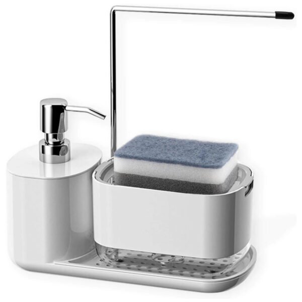 (Short style A ) 4-in-1 Kitchen Soap Dispenser Set with Tray and Sponge Holder Soap Dispenser