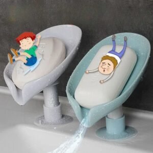 1pcs Drain Soap Holder Leaf Shape Soap Box Suction onemall (3) - Onemall.lk