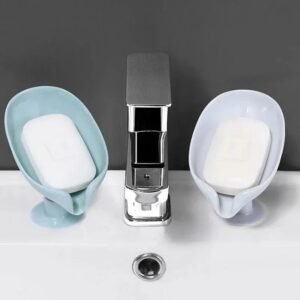 1pcs Drain Soap Holder Leaf Shape Soap Box Suction onemall (7) - Onemall.lk