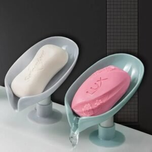1pcs Drain Soap Holder Leaf Shape Soap Box Suction onemall (8) - Onemall.lk