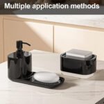 (Short style A ) 4-in-1 Kitchen Soap Dispenser Set with Tray and Sponge Holder Soap Dispenser - Image 4