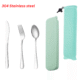 5PCS 304 Stainless Steel Spoon Fork Knife With Pouch