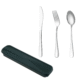 4pcs Silver Spoon Fork Knife With Pouch