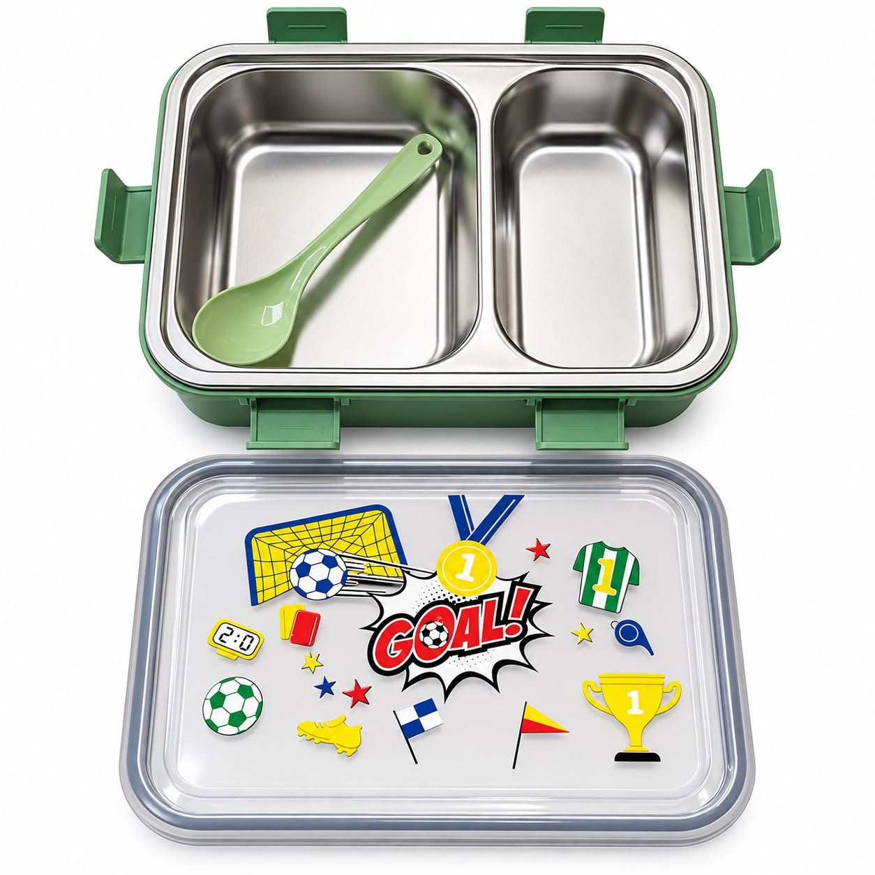 WhatsApp Image 2026-09-20 at 1.49.35 PM Kids Stainless Steel 2-Compartment Lunch Box with Spoon - Image 1